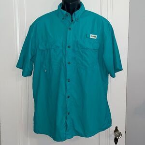 Magellan “Laguna Madre” green nylon fish gear short sleeved shirt‎